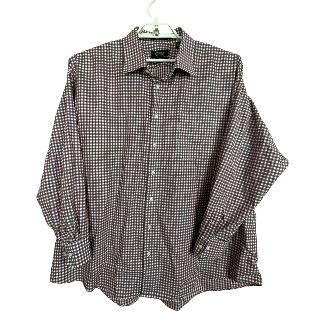 Nordstrom Non Iron Plaid Shirt 19 34‎ 35 Classic Business Officecore Preppy